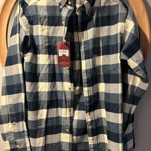 RedHead Navy and Cream Plaid Women's Button Down Shirt